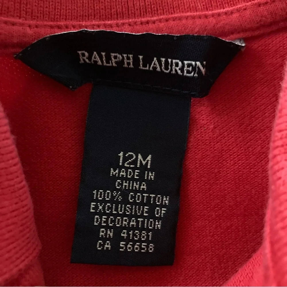 Ralph Lauren Baby Girl 12 Months Red Polo Ruffle Dress